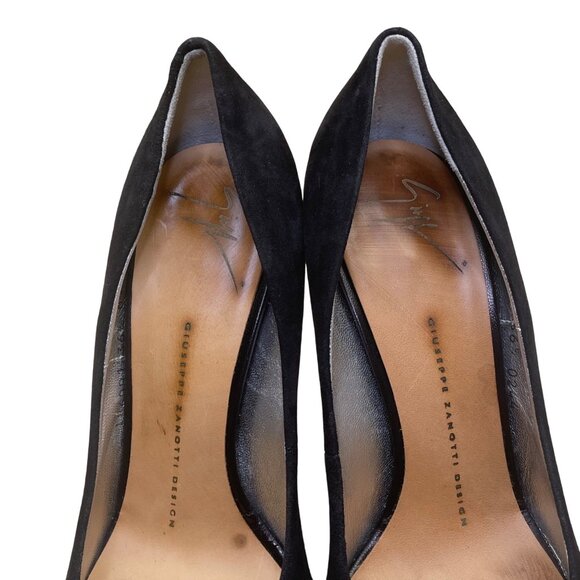 Giuseppe Zanotti Women’s Black Suede Rhinestone Accent VIV 100 Heels Size 6.5 - Picture 5 of 11